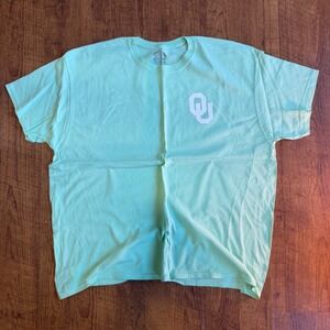 New World Graphics OU T Shirt Womens XL Mint Green Floral Graphic Tee Oklahoma
